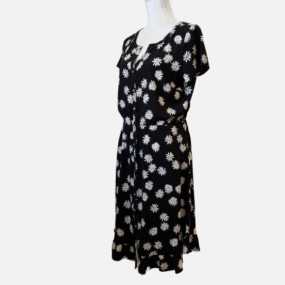 J. Jill Daisy Print Ruffle Hem Short Sleeve Midi Flowy Dress Small (No Belt) - Picture 6 of 11